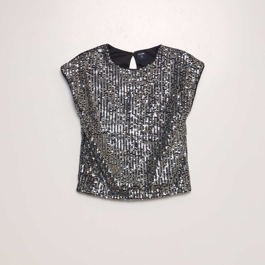 T-shirt en sequins Gris