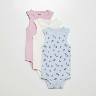 Bodies sans manches à motif - Lot de 3 BLEU