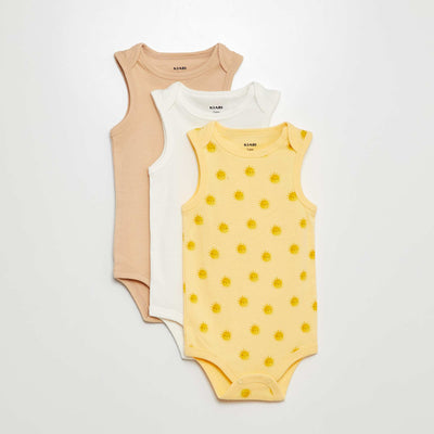 Bodies sans manches à motif - Lot de 3 JAUNE