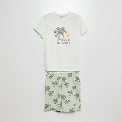 Pyjama court t-shirt + short 'Hawaii' - 2 pièces VERT