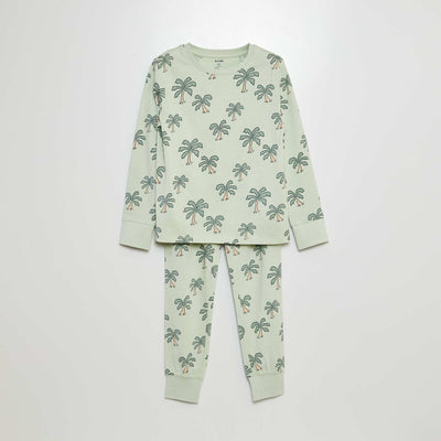 Pyjama long imprimé 'palmier' - 2 pièces VERT