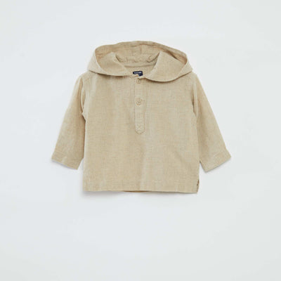 Chemise unie à capuche BEIGE