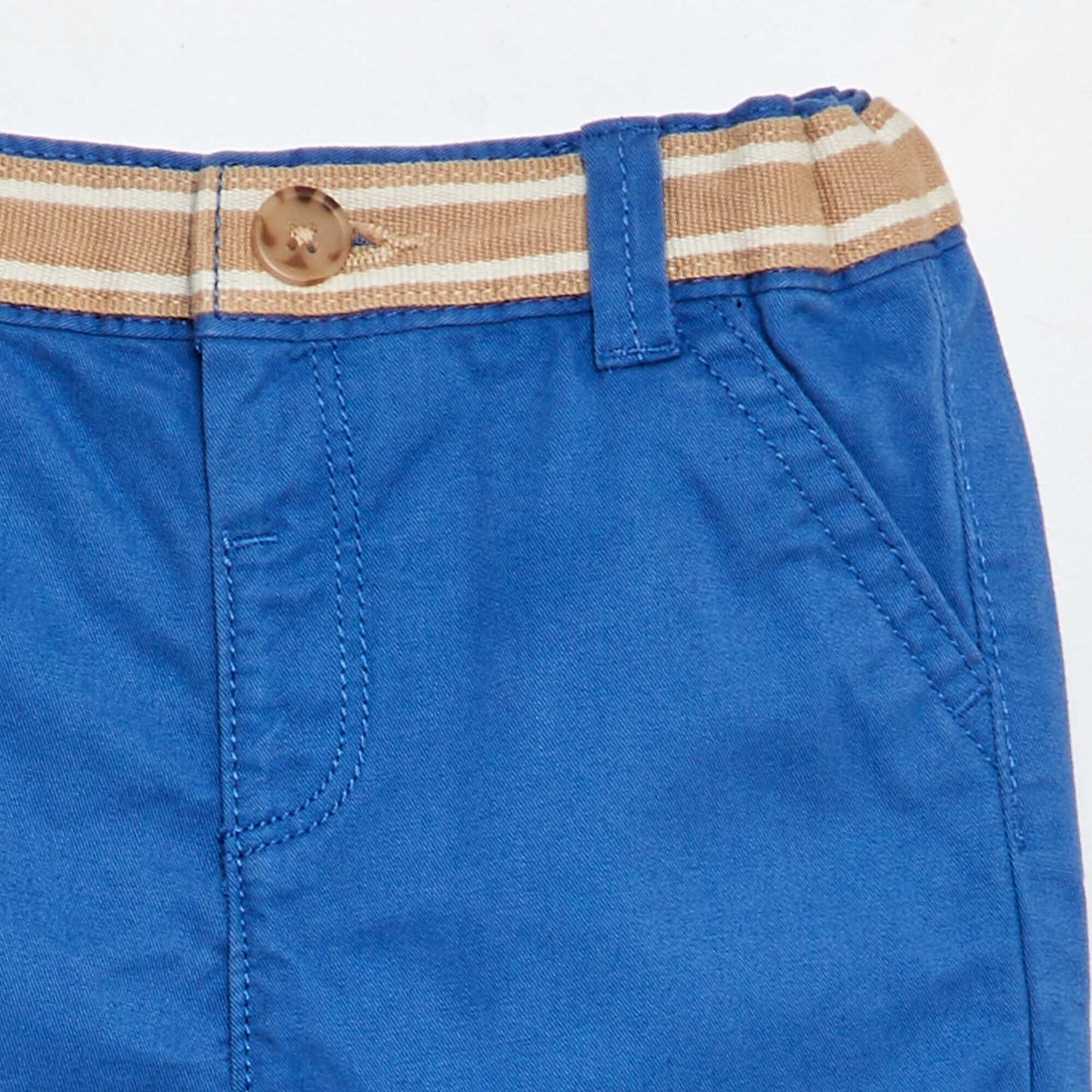 Short chino avec ceinture trompe-l'œil BLEU