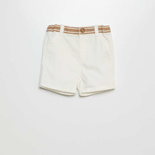 Short chino avec ceinture trompe-l'œil BLANC