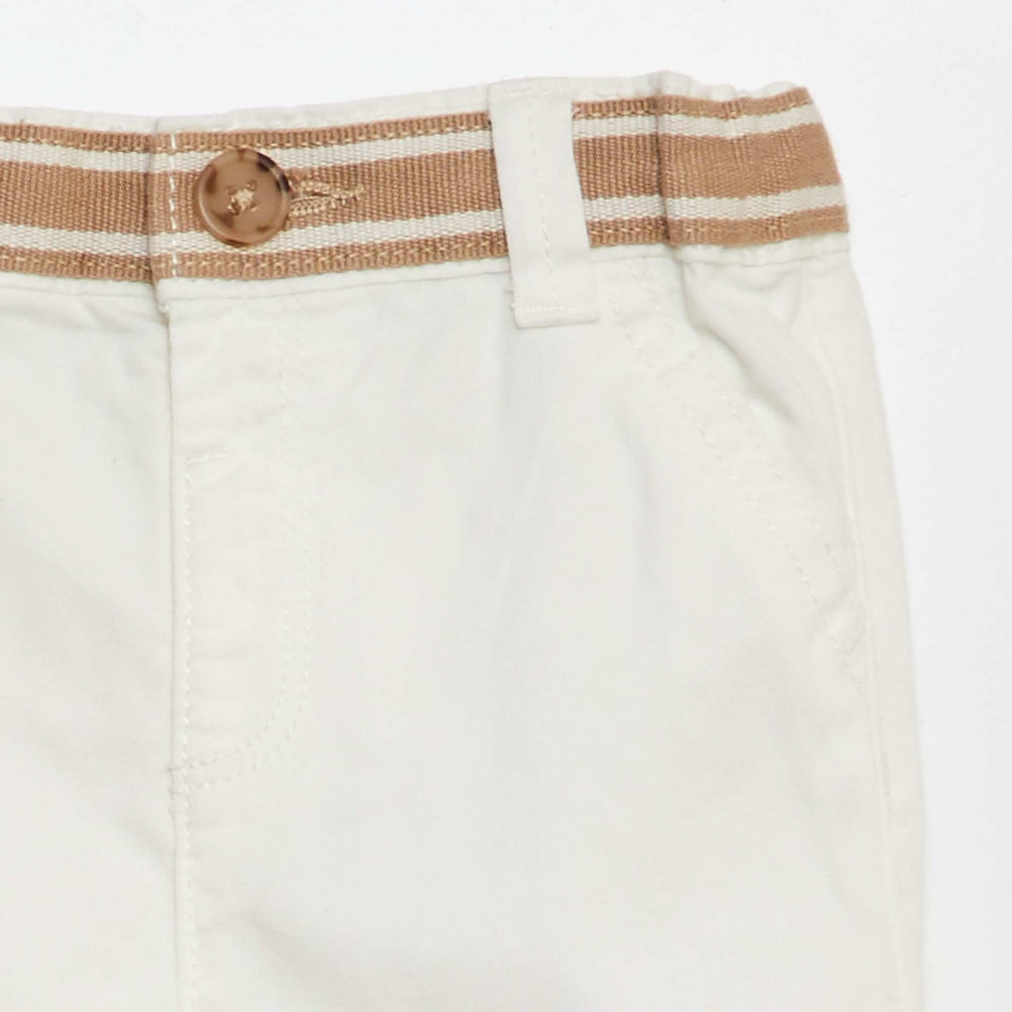 Short chino avec ceinture trompe-l'œil BLANC