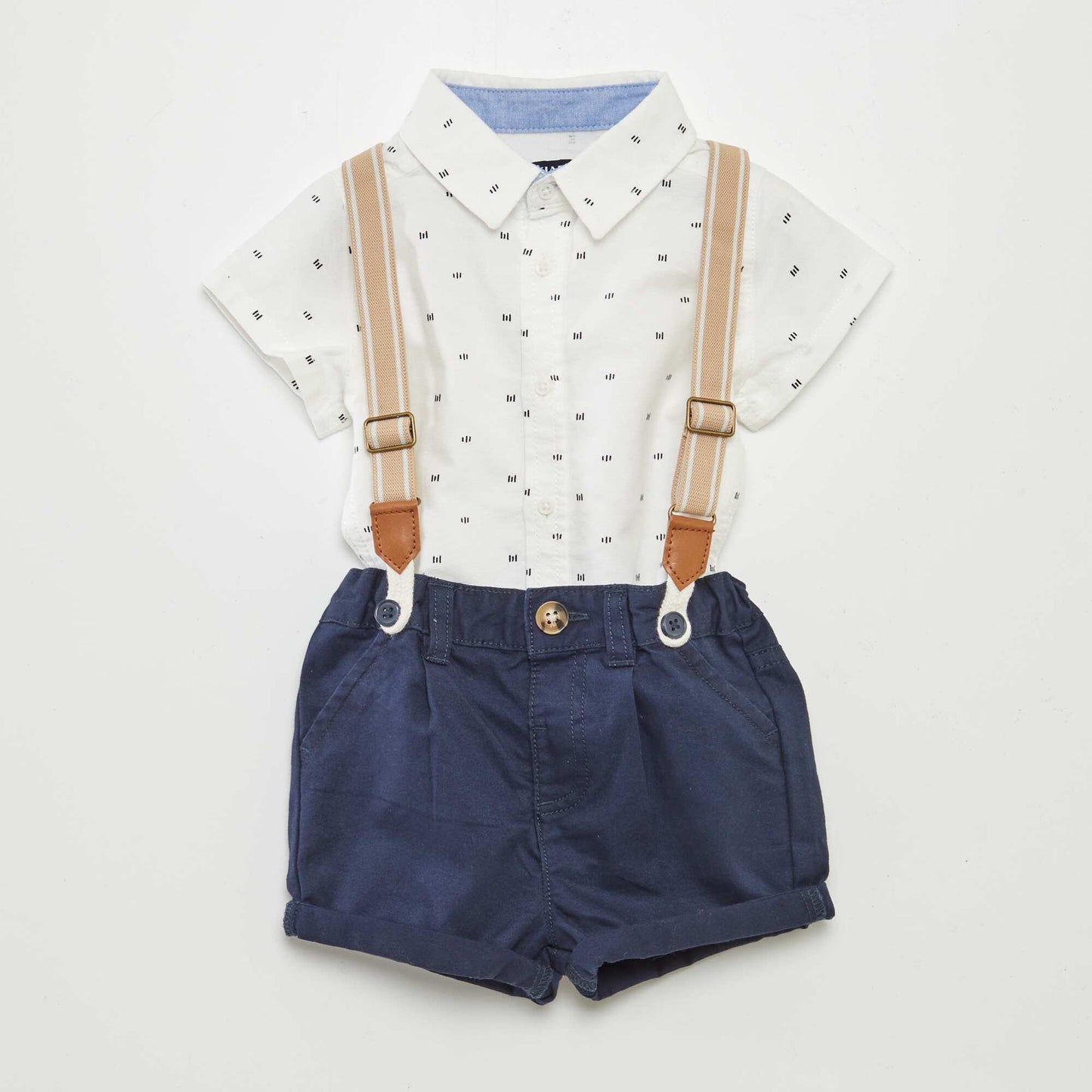 Ensemble chemise + short à bretelles - 3 pièces BLANC