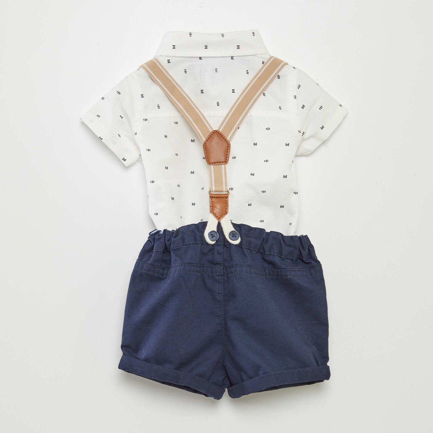 Ensemble chemise + short à bretelles - 3 pièces BLANC