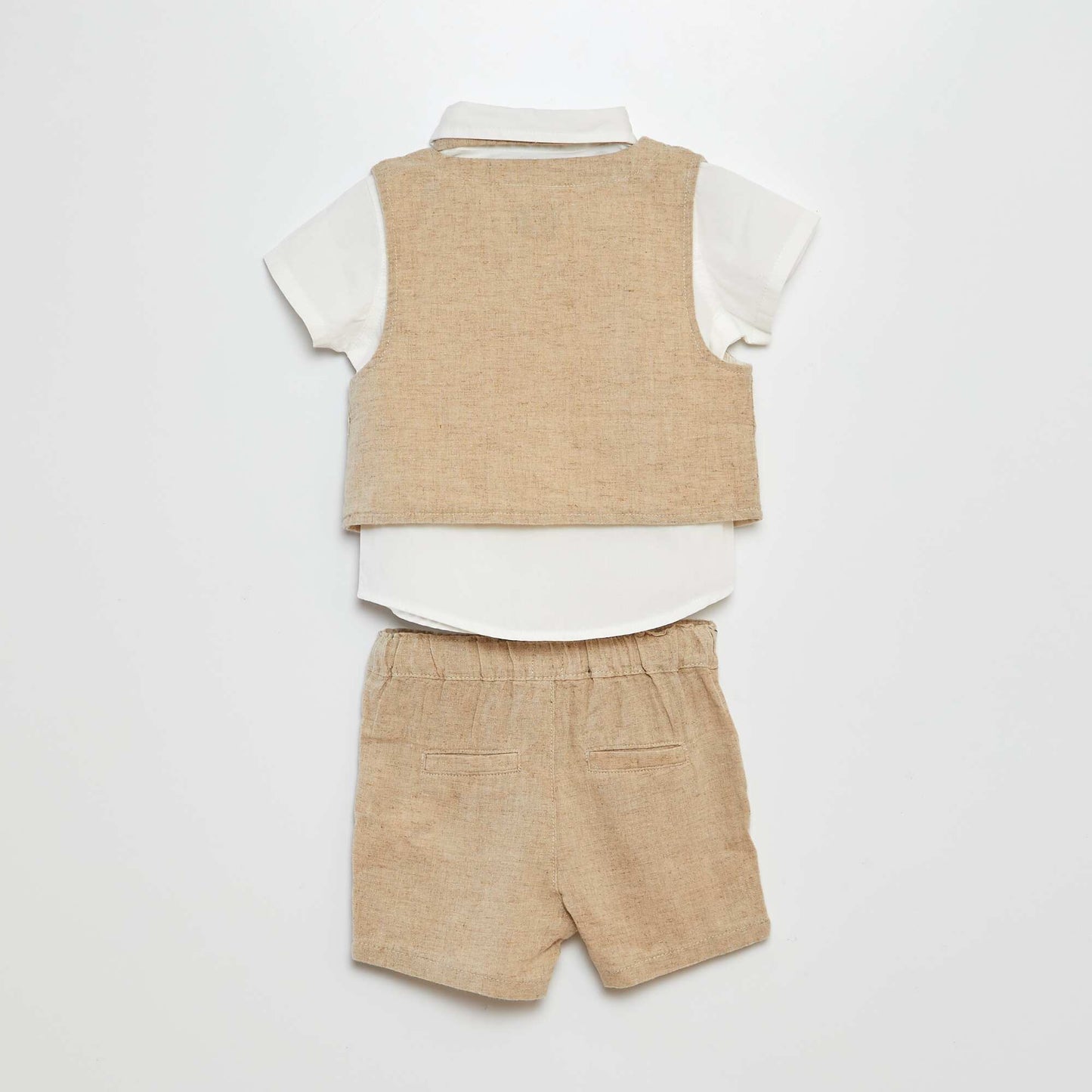 Ensemble chemise + short chino + noeud paipllon + gilet - 4 pièces BLANC