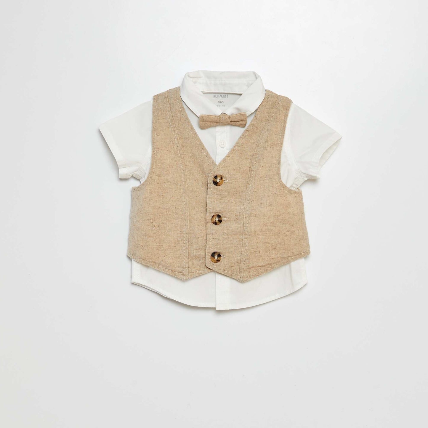 Ensemble chemise + short chino + noeud paipllon + gilet - 4 pièces BLANC