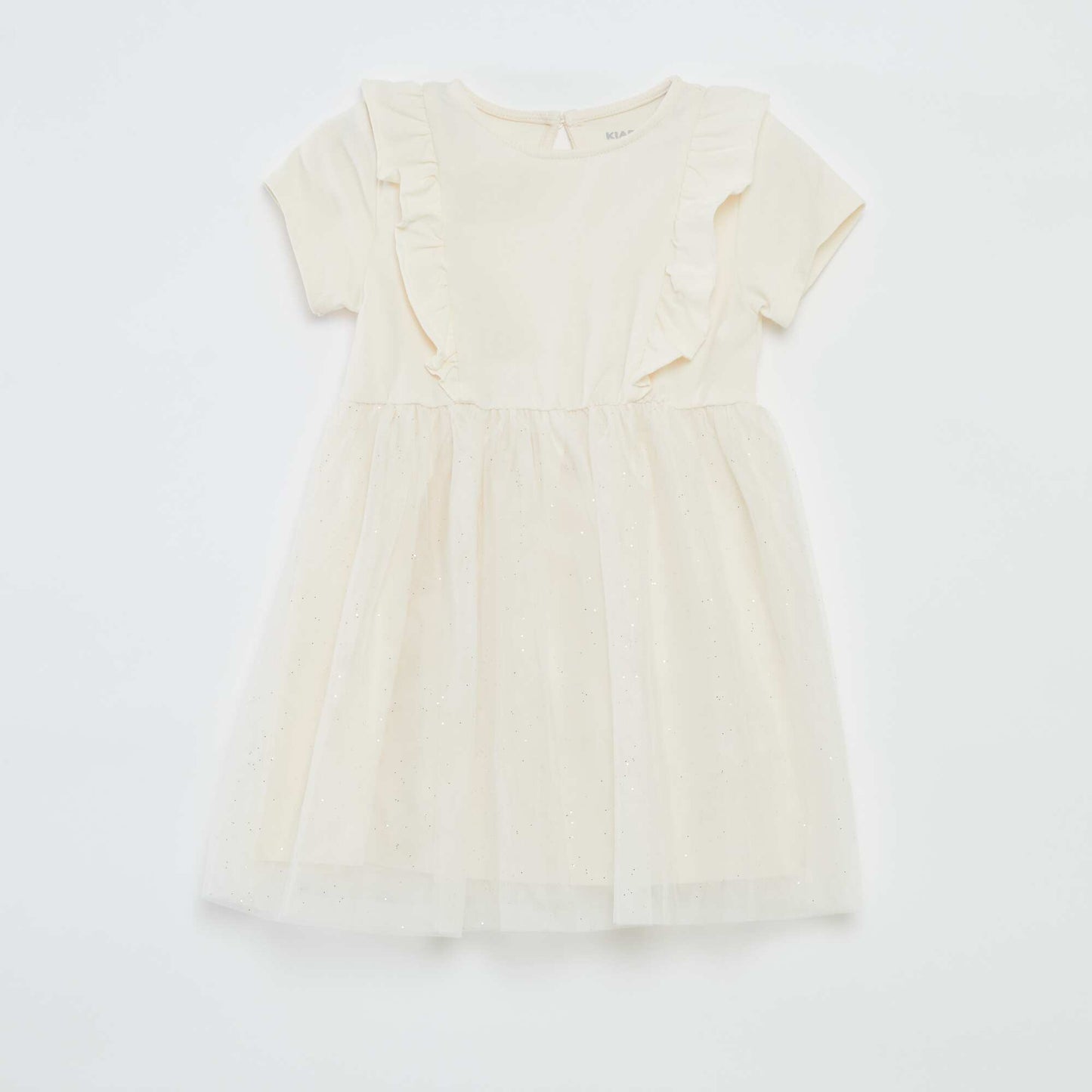 Robe bi-matière avec jupon en tulle BLANC