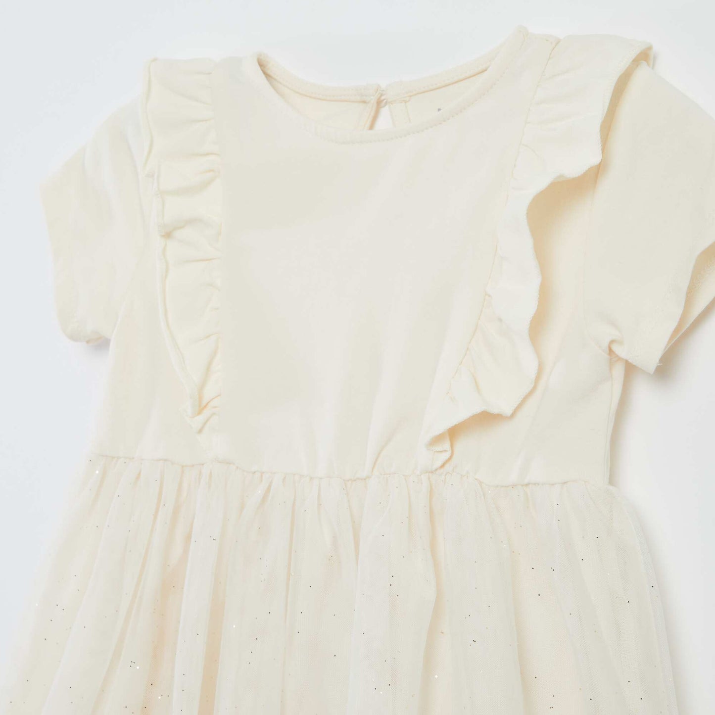 Robe bi-matière avec jupon en tulle BLANC