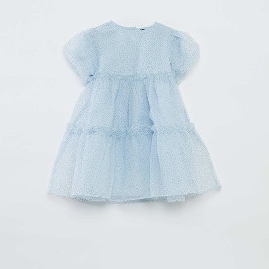 Robe de cérémonie en tulle volantée BLEU