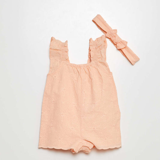 Combinaison courte brodée + bandeau PêCHE