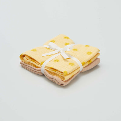 Lot de 2 langes en gaze de coton JAUNE
