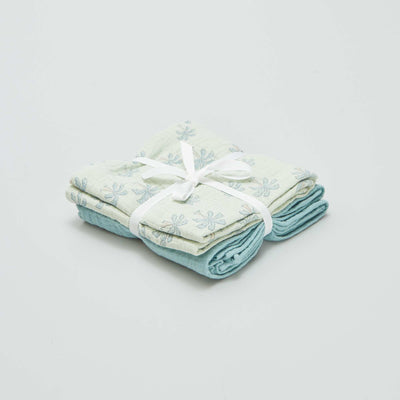 Lot de 2 langes en gaze de coton VERT