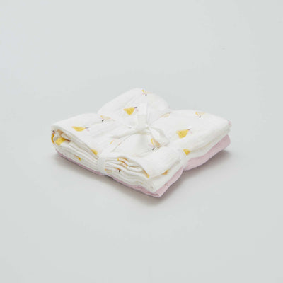 Lot de 2 langes en gaze de coton BLANC