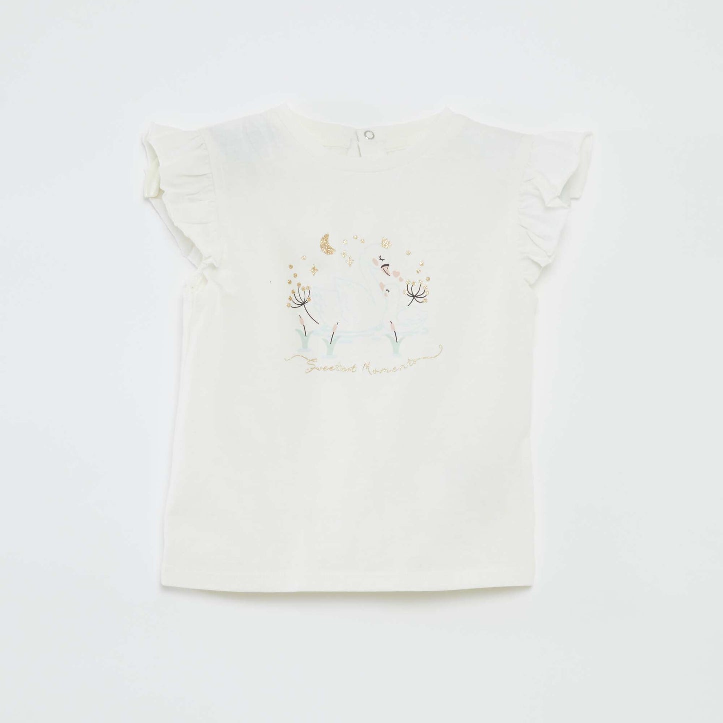 T-shirt en jersey manches volantées BLANC