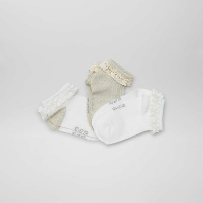 Lot de 3 paires de chaussettes à volants BLANC