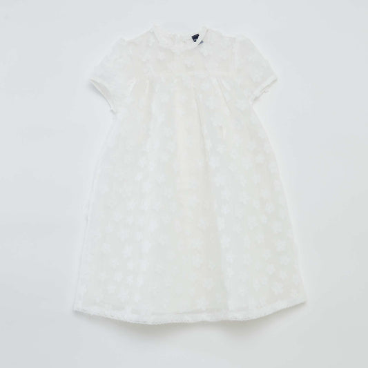 Robe de cérémonie en tulle avec motif floral BLANC