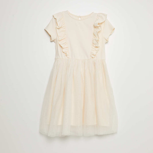 Robe évasée avec tulle BLANC