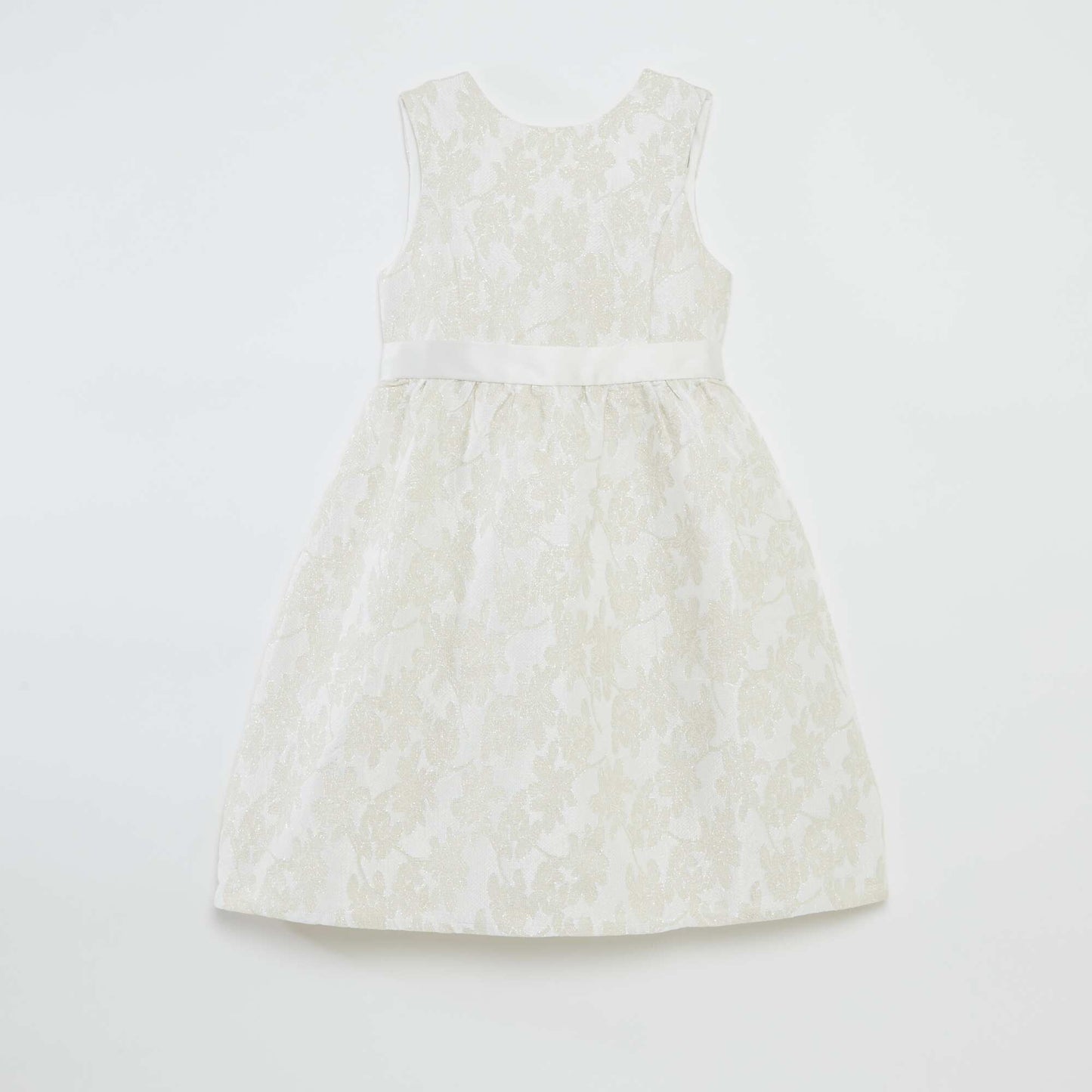 Robe de cérémonie en jacquard sans manches BLANC