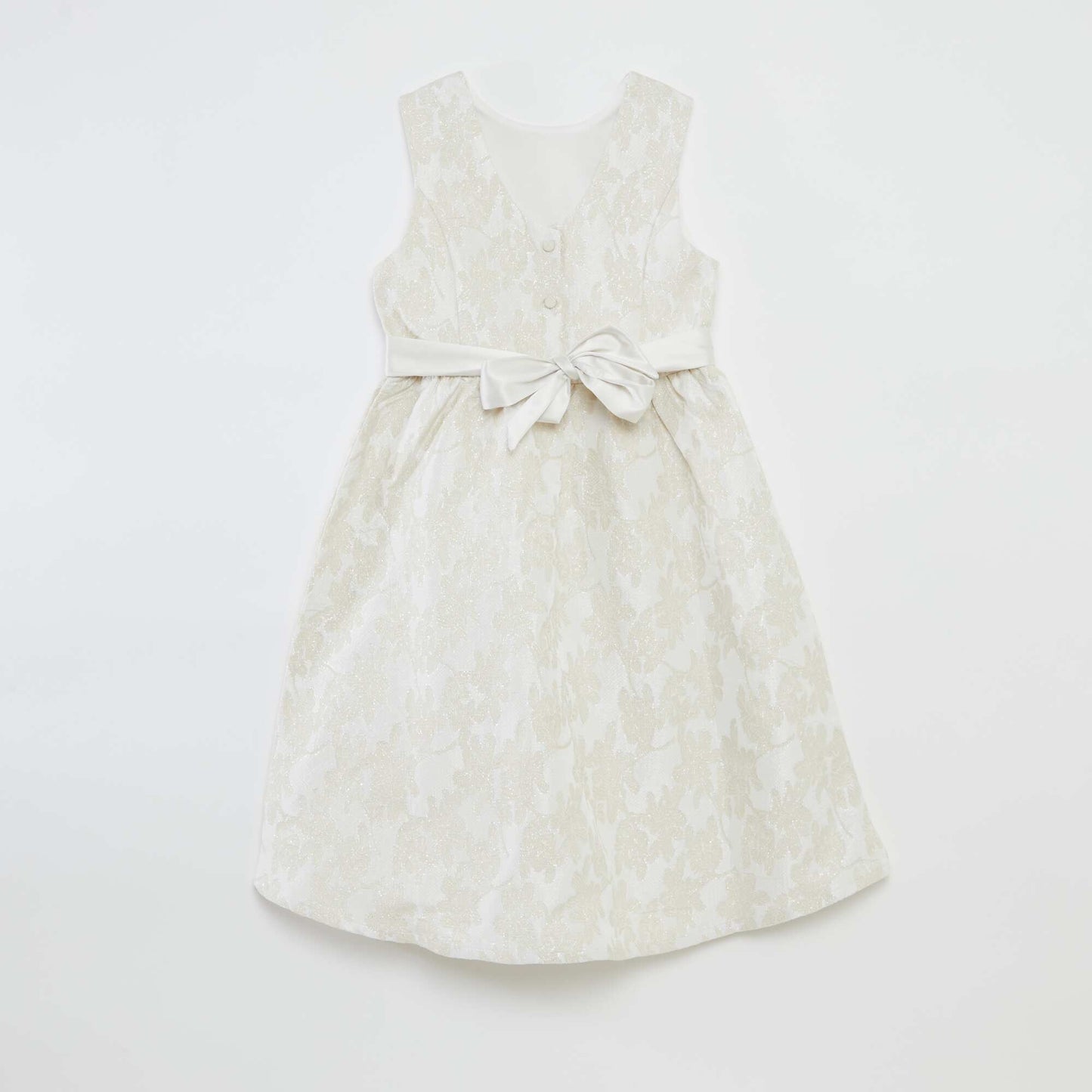 Robe de cérémonie en jacquard sans manches BLANC