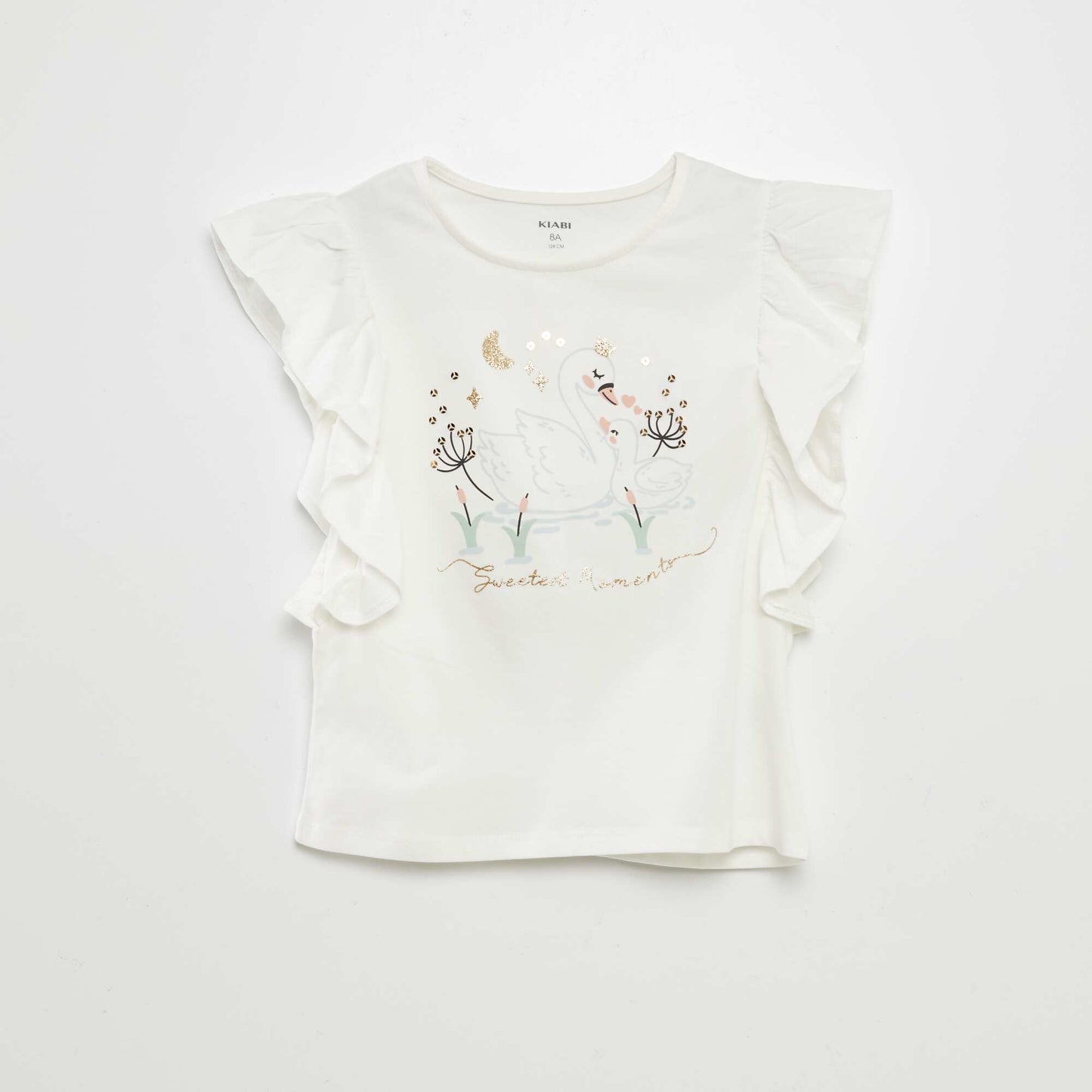 T-shirt avec manches volantées BLANC