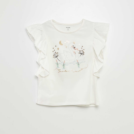 T-shirt avec manches volantées BLANC