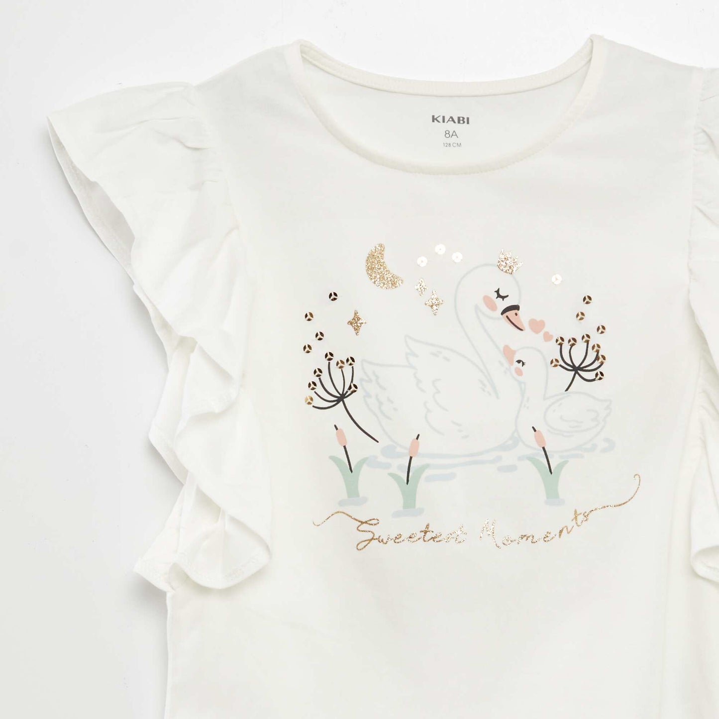 T-shirt avec manches volantées BLANC