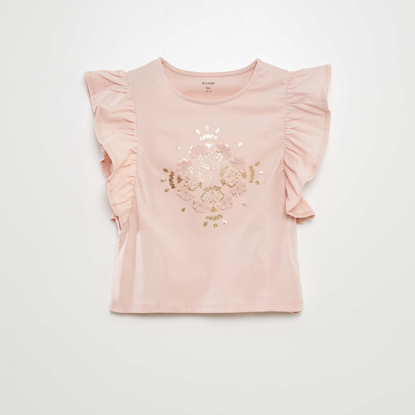 T-shirt avec manches volantées ROSE