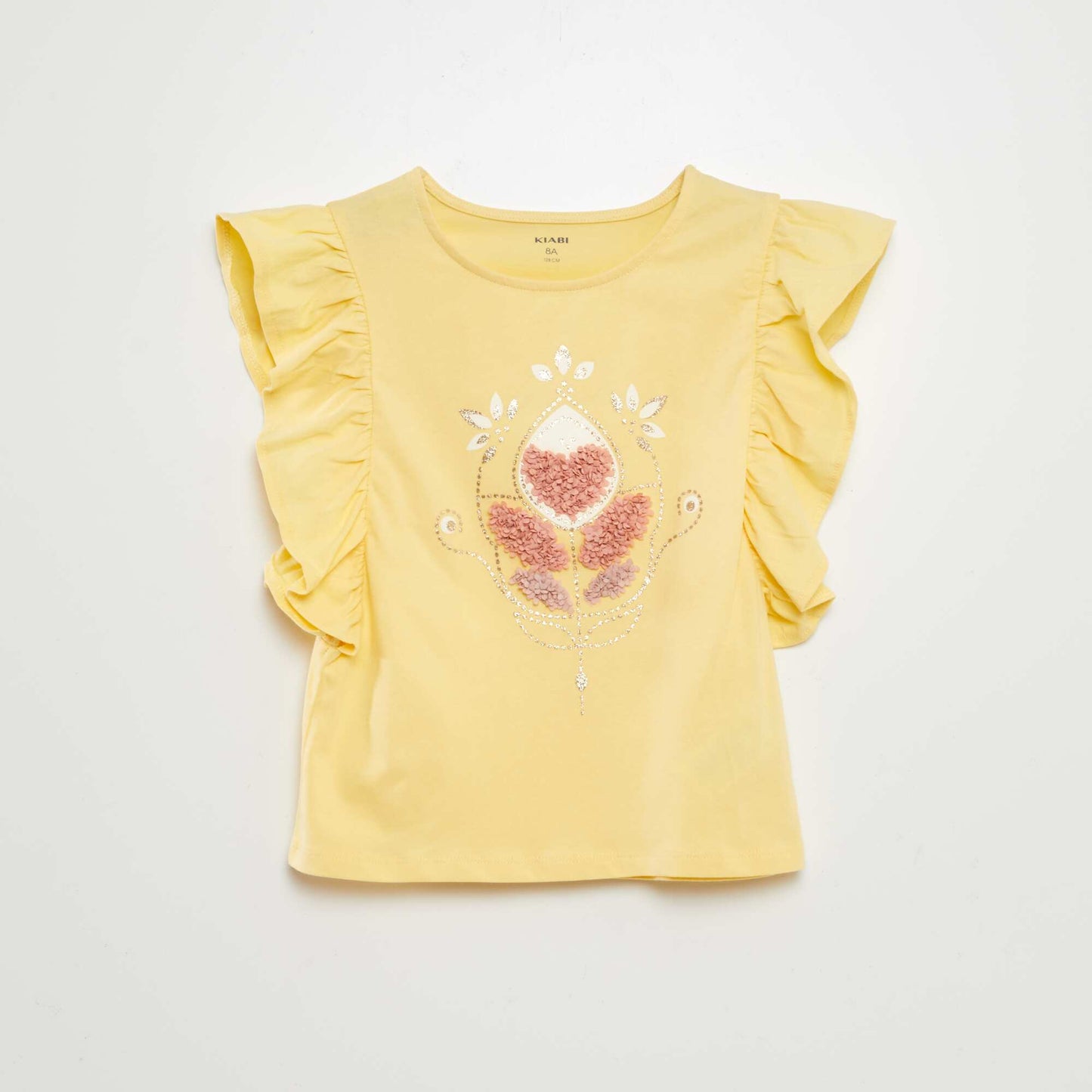 T-shirt avec manches volantées JAUNE