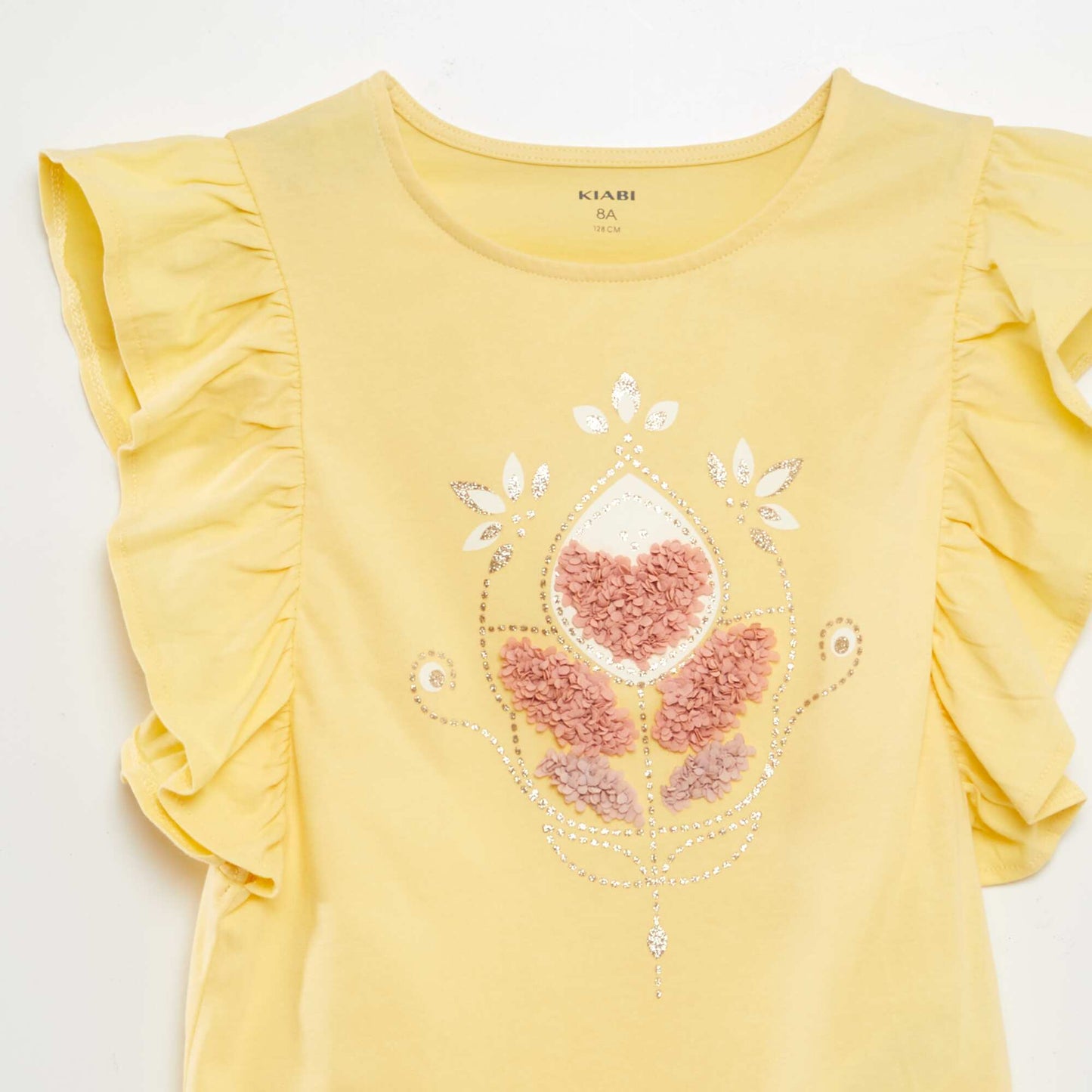 T-shirt avec manches volantées JAUNE