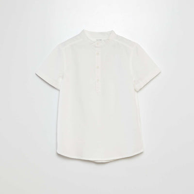 Chemise en coton à col mao BLANC