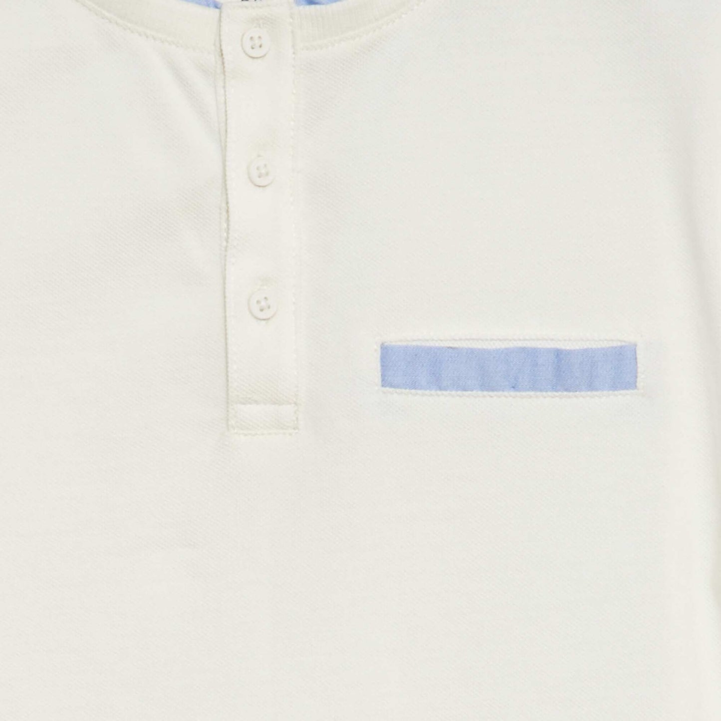 Polo col mao en piqué de coton BLANC