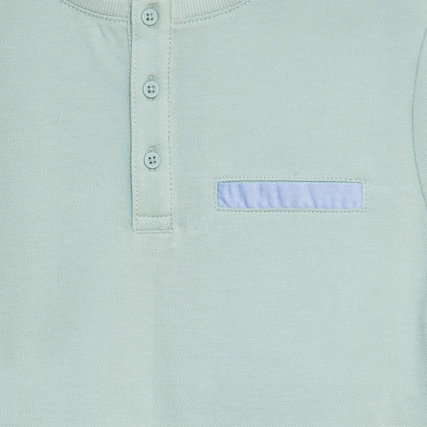 Polo col mao en piqué de coton BLEU