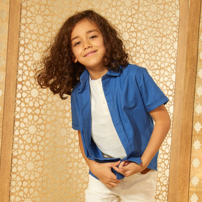 Chemise manches courtes BLEU