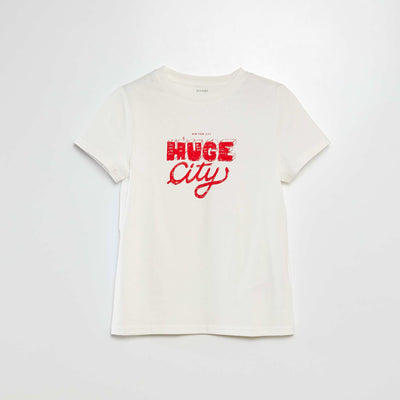 T-shirt manches courtes avec imprimé BLANC