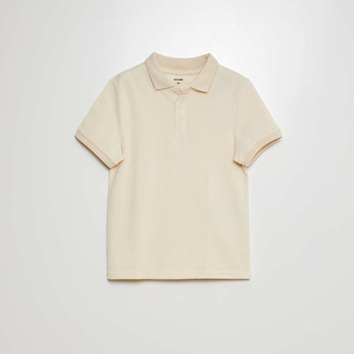 Polo uni en maille piquée BEIGE