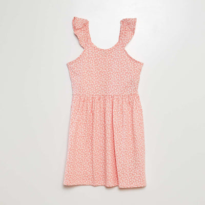Robe à bretelles volantées à motif ROSE FLEURS