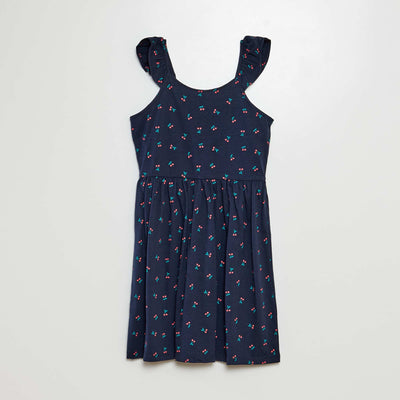 Robe à bretelles volantées à motif MARINE CERISES