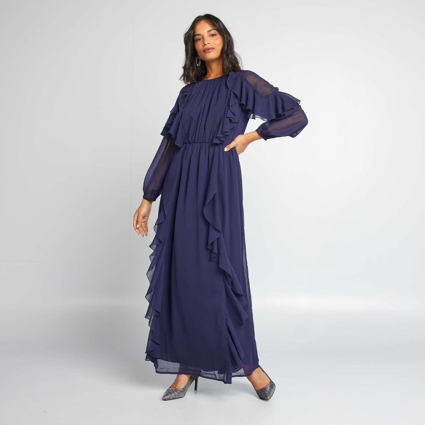 Robe longue volantée BLEU