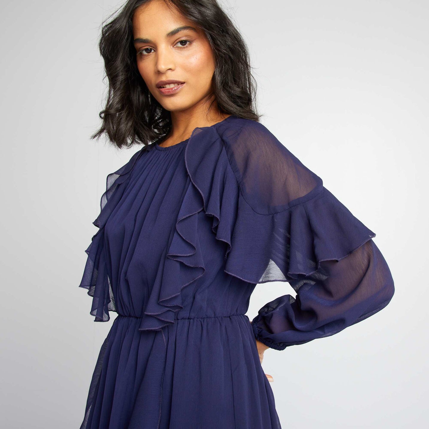 Robe longue volantée BLEU