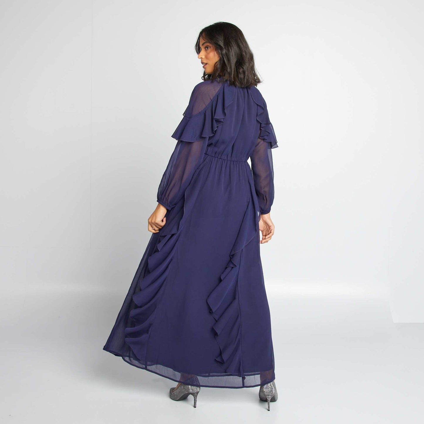 Robe longue volantée BLEU