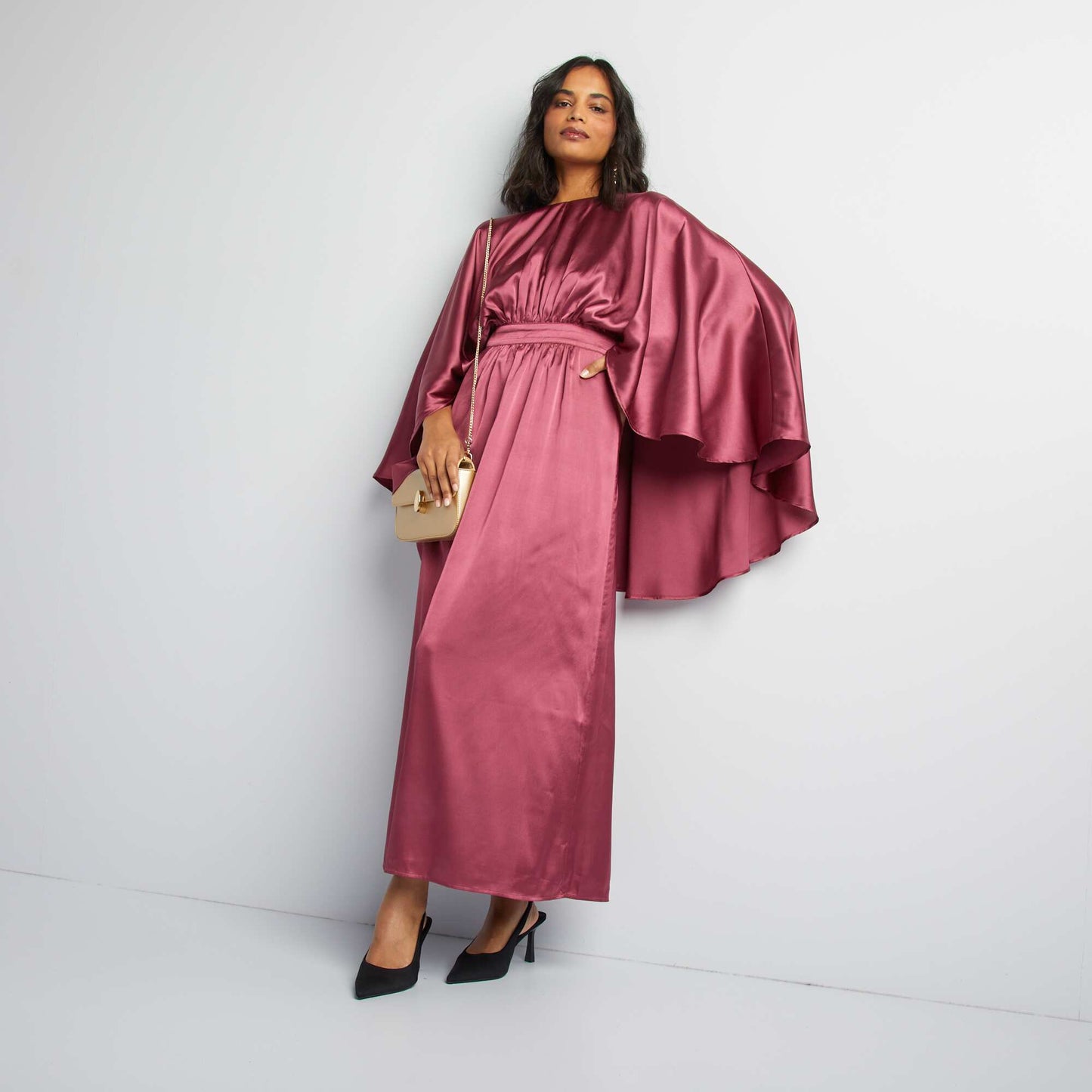 Robe longue fluide avec manches larges ROSE