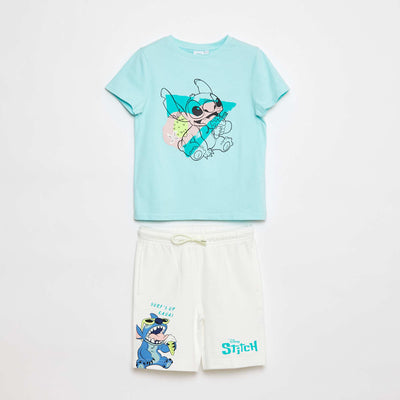 Ensemble t-shirt + short 'Stitch' 'Disney' BLEU