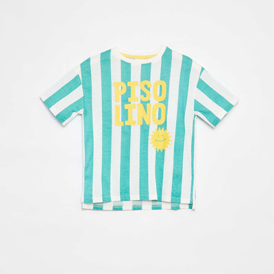 T-shirts loose imprimé manches courtes - Dos rallongé VERT