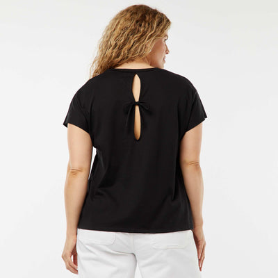 T-shirt à manches courtes avec dos ouvert NOIR