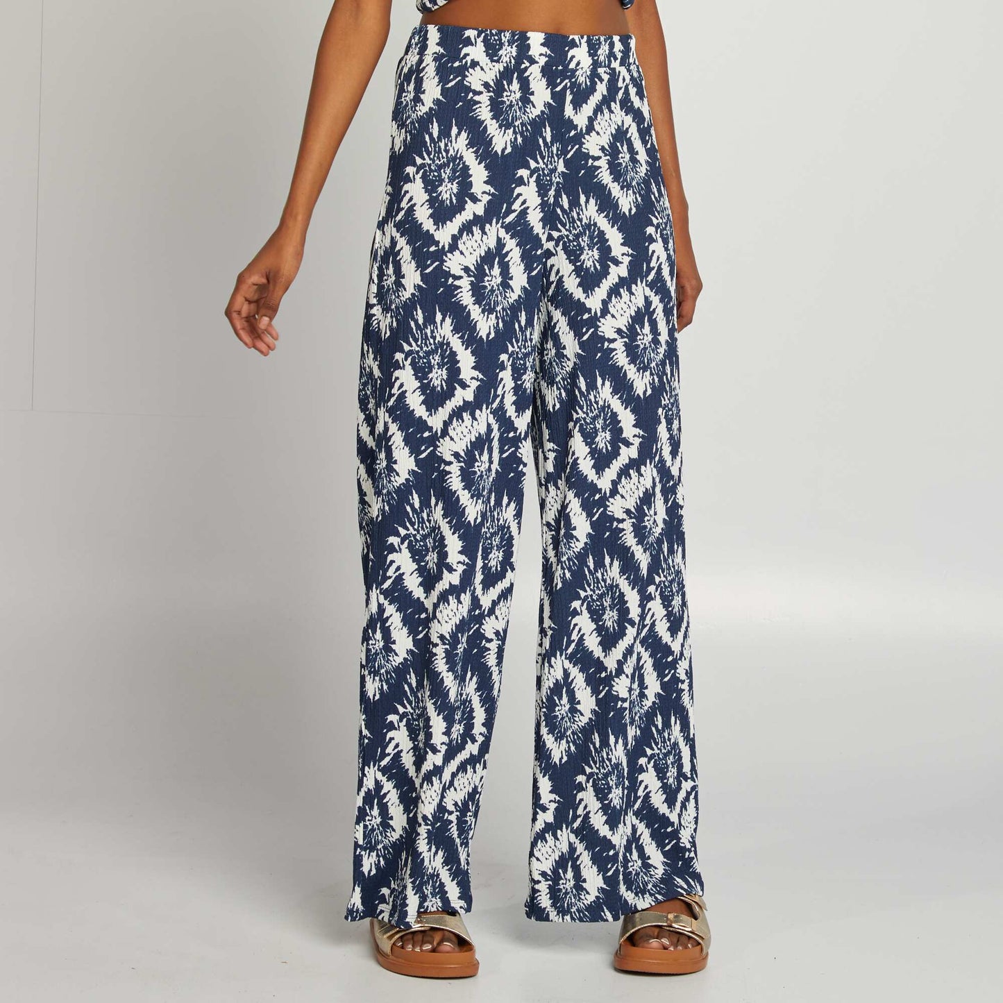 Pantalon large à motif BLEU