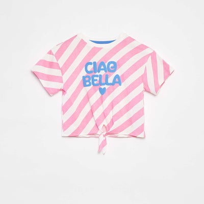 T-shirt imprimé  avec base à nouer ROSE