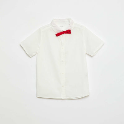 Chemise de cérémonie avec nœud papillon en coton BLANC